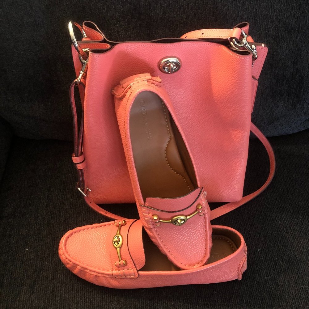 WOMEN COACH LEATHER BUCKET SHOULDER & CROSSBODY HANDBAG